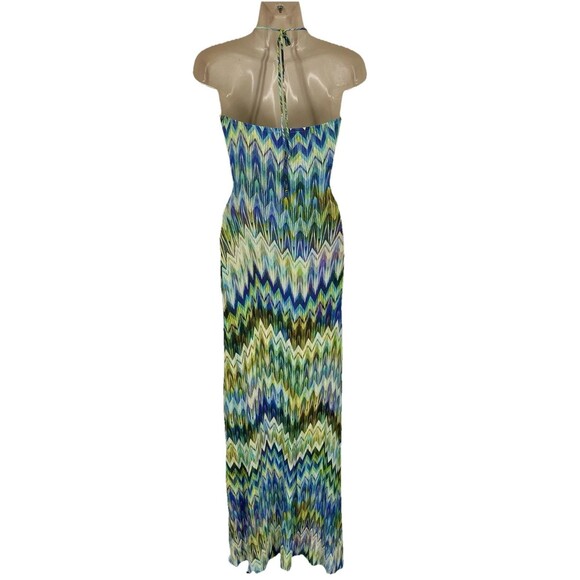 Sky Brand VTG Y2K Maxi Halter Dress Colorful Chevron Boho Festival Hippie XS - Picture 2 of 7